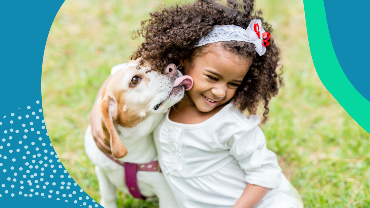 young girl with dog